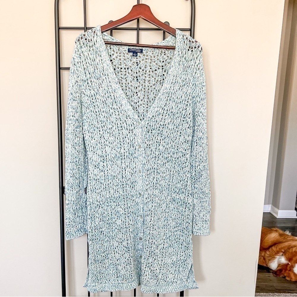 Beachy Long Open Weave Cardigan Sz S